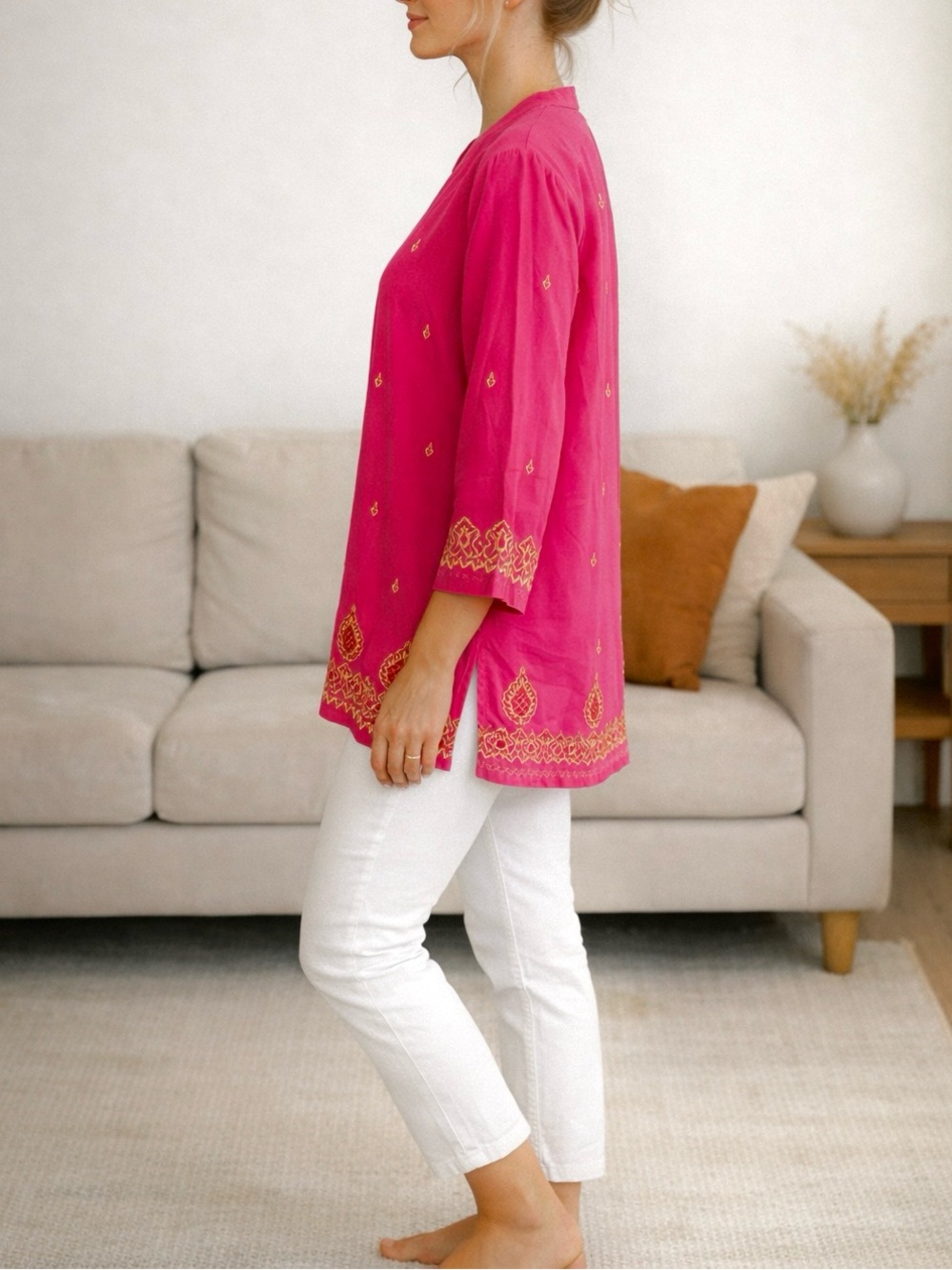 Diane von Furstenberg Embroidered Tunic Top Sz S
